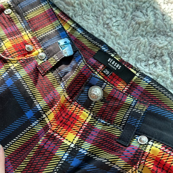Versus Versace Color Block Plaid Pants 29 - Picture 3 of 4